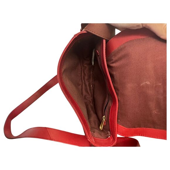 Skagen Burgundy Red Leather Suede Crossbody Purse Handbag Bag - Picture 3 of 5